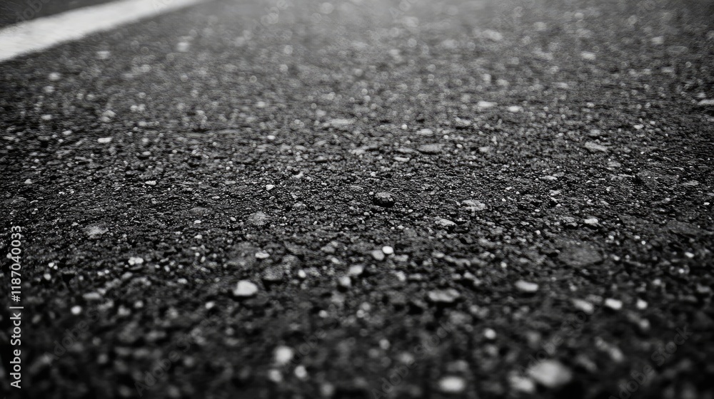 Poster asphalt surface texture for background in black and white with focus on aggregate composition