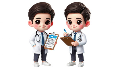 Healthcare professionals in cartoon style medical office illustration bright engaging concept
