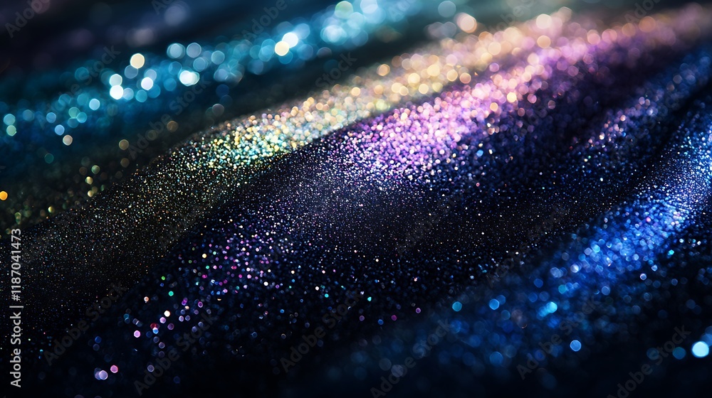 Poster Abstract glittering texture with colorful sparkles and wavy pattern.