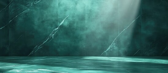 Elegant dark green marble backdrop with dramatic lighting ideal for product showcasing and text placement in advertising presentations.