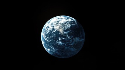 Naklejka premium Aerial view of Earth showcasing the stunning blue oceans and white clouds against the black backdrop of space.