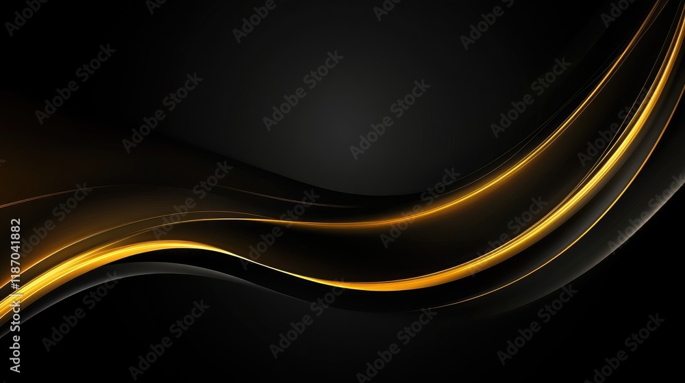 Poster elegant abstract dark background featuring smooth flowing lines and a touch of golden accents for a 
