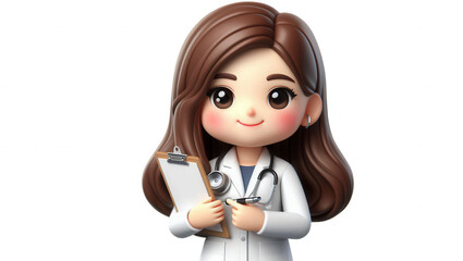 Friendly healthcare professional in cartoon style with clean digital background illustration