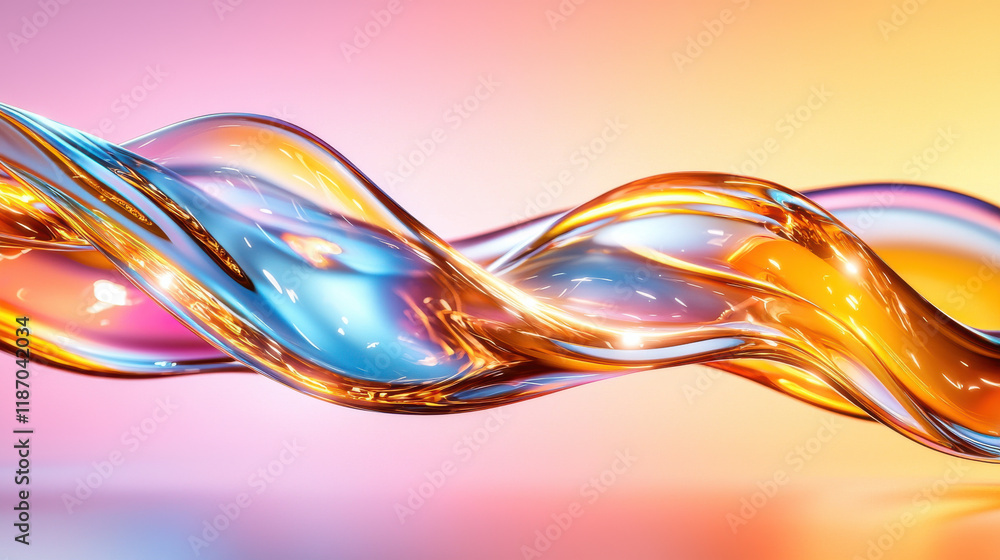 Leinwandbilder Fluid and ethereal abstract image featuring colorful waves of orange and blue, creating mesmerizing visual effect. colors blend seamlessly, evoking sense of tranquility and movement