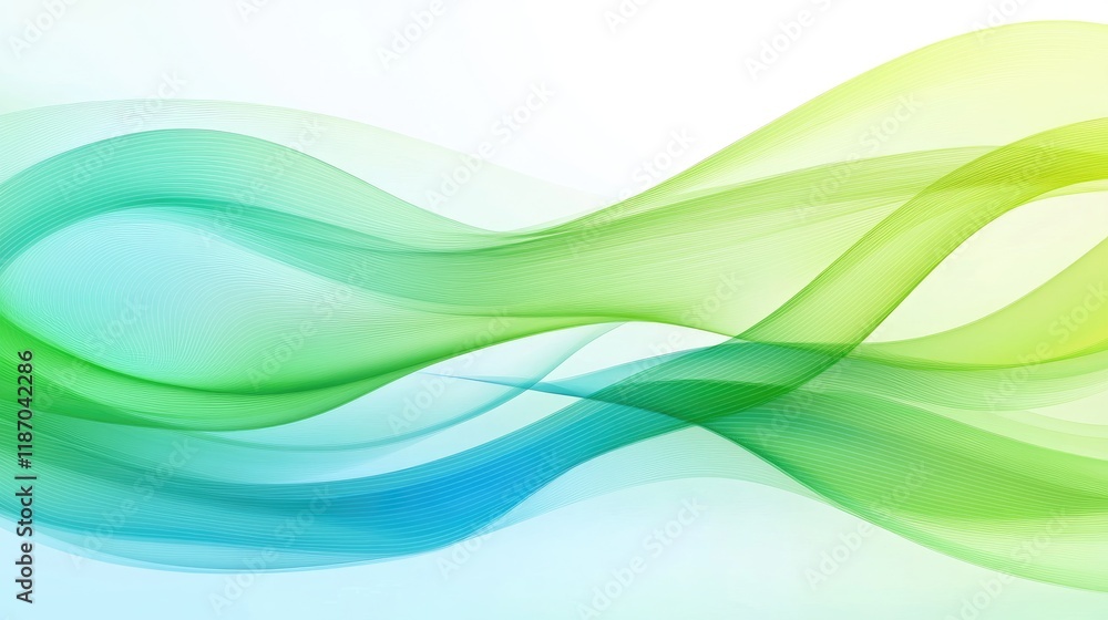 Poster futuristic wavy lines in vibrant cyan and green colors creating a smooth abstract background suitabl