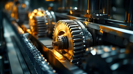 Fototapeta premium Industrial Gear Mechanism Closeup Photo