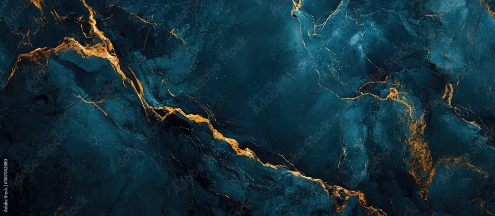 Poster deep blue marble texture with golden veins elegant background for design and advertising featuring e