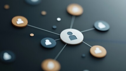 Network of circular user icons connecting, symbolizing digital communication and global social media interaction