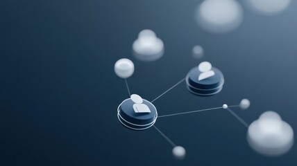 Network of circular user icons connecting, symbolizing digital communication and global social media interaction