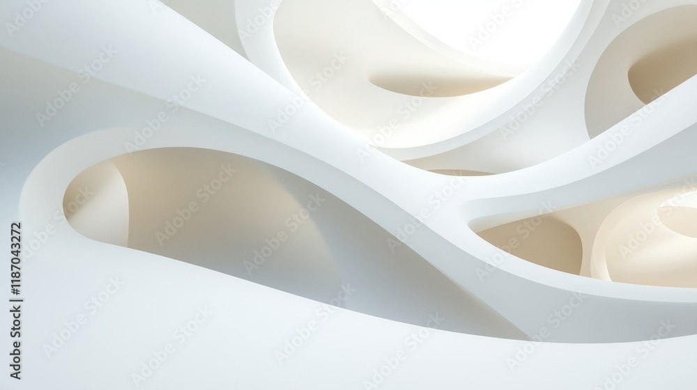 Aufkleber modern minimalist abstract curves in soft white architectural design for business concepts