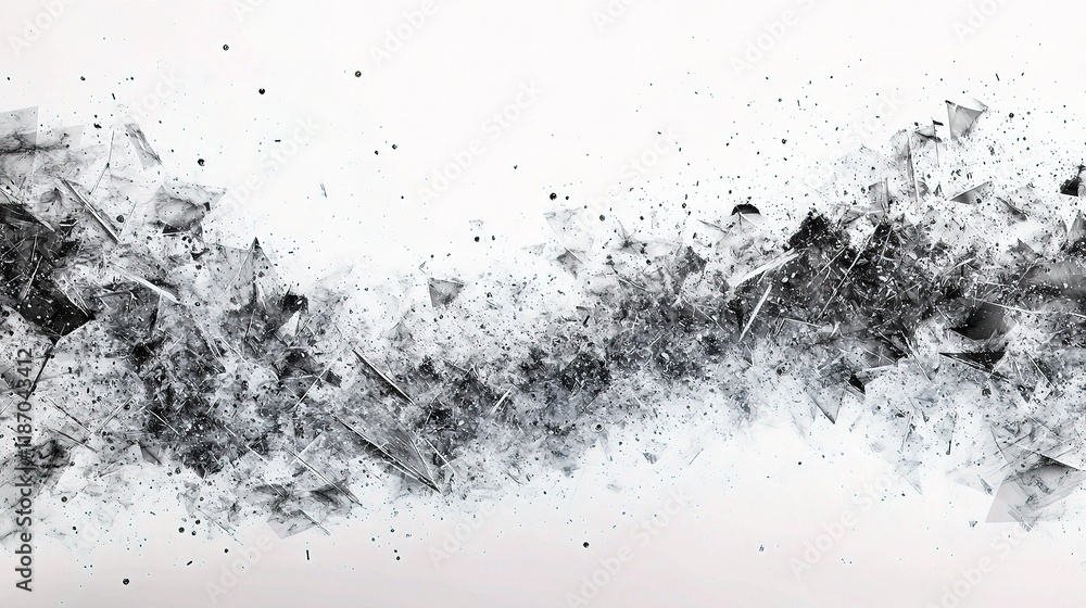 Poster abstract digital landscape in gray and white with dynamic lines