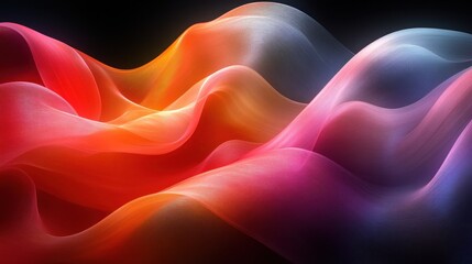 Obraz premium Colorful abstract waves flowing on dark background.