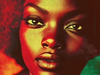 Naklejka premium Woman's face with red background
