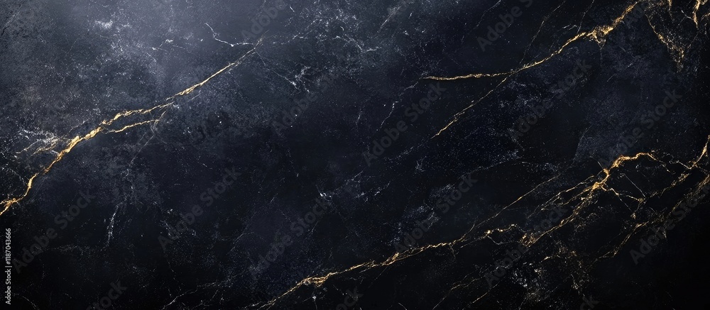 Poster elegant dark marble texture background with luxurious golden veins and ample space for text or graph