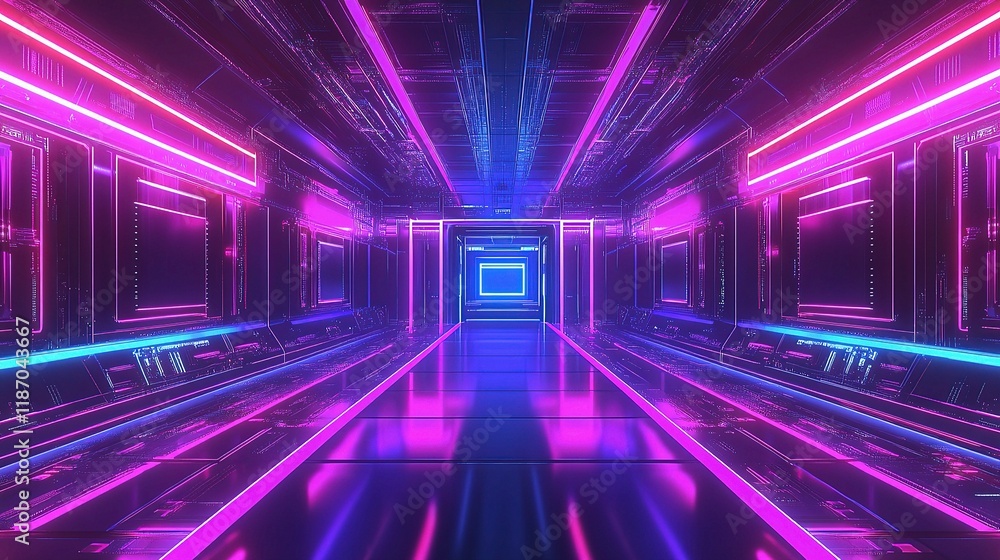 Poster futuristic 2d abstract electronic circuit background with lines