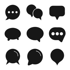 Black and White Speech Bubbles for Communication Icons