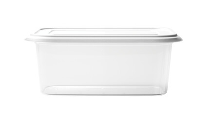 Clear Plastic Storage Container with White Lid, Ideal for Organization isolated on transparent background	