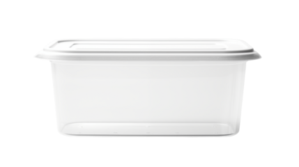 Clear Plastic Storage Container with White Lid, Ideal for Organization isolated on transparent background	