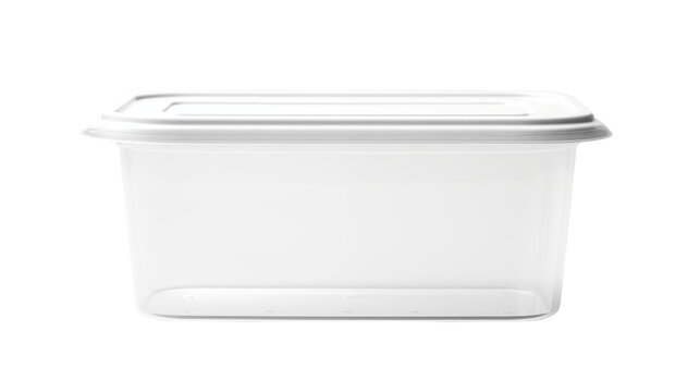 Clear Plastic Storage Container with White Lid, Ideal for Organization isolated on transparent background	