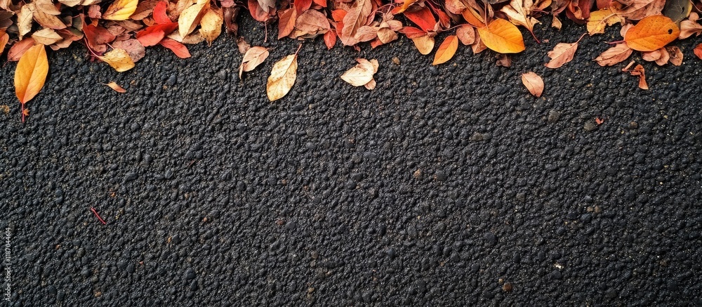 Poster autumn leaves on an empty asphalt road creating a serene scene with space for text and showcasing th