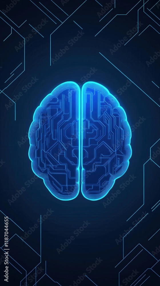 Poster digital brain circuitry abstract technology concept artificial intelligence neural network