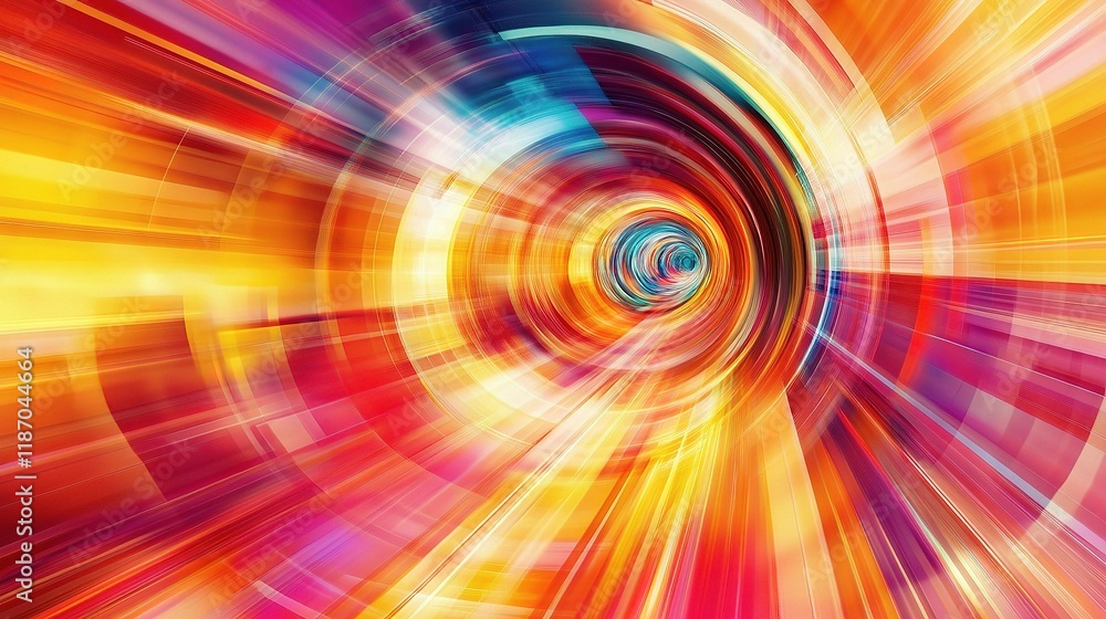 Poster futuristic tunnel with colorful lines in a looping motion background