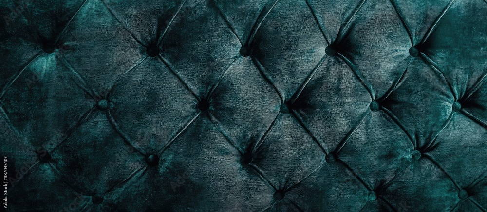 Poster dark green velvet wall texture with tufted design suitable for elegant background and copyspace for 