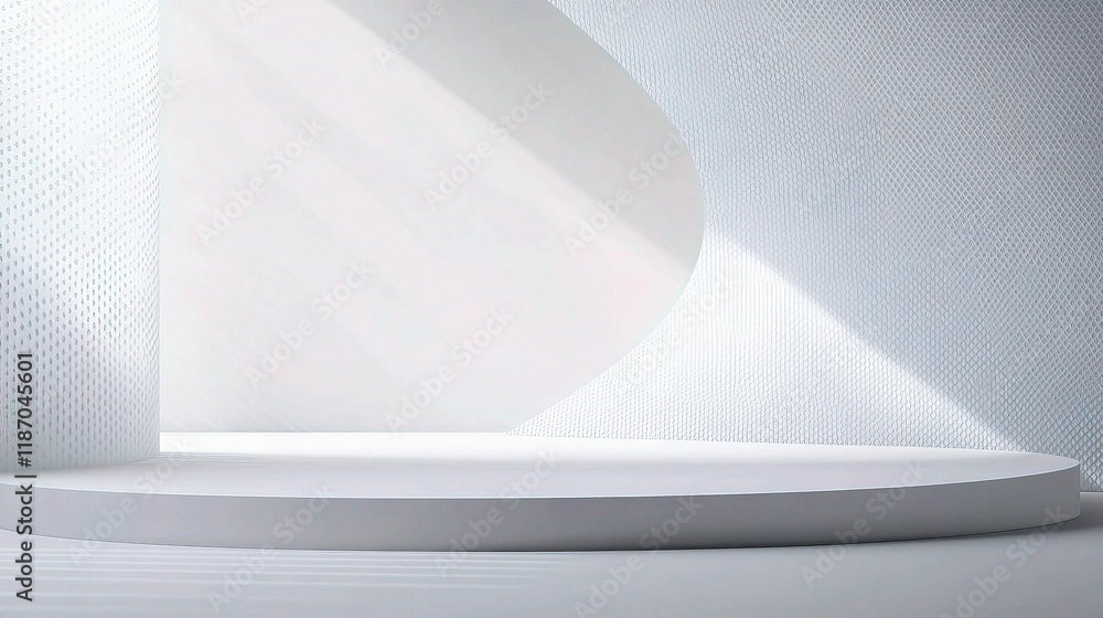 Poster minimalist white background with curved elements for design projects