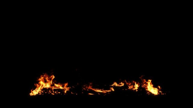 Fire flames flowing wind on ground black backgrounds rendering