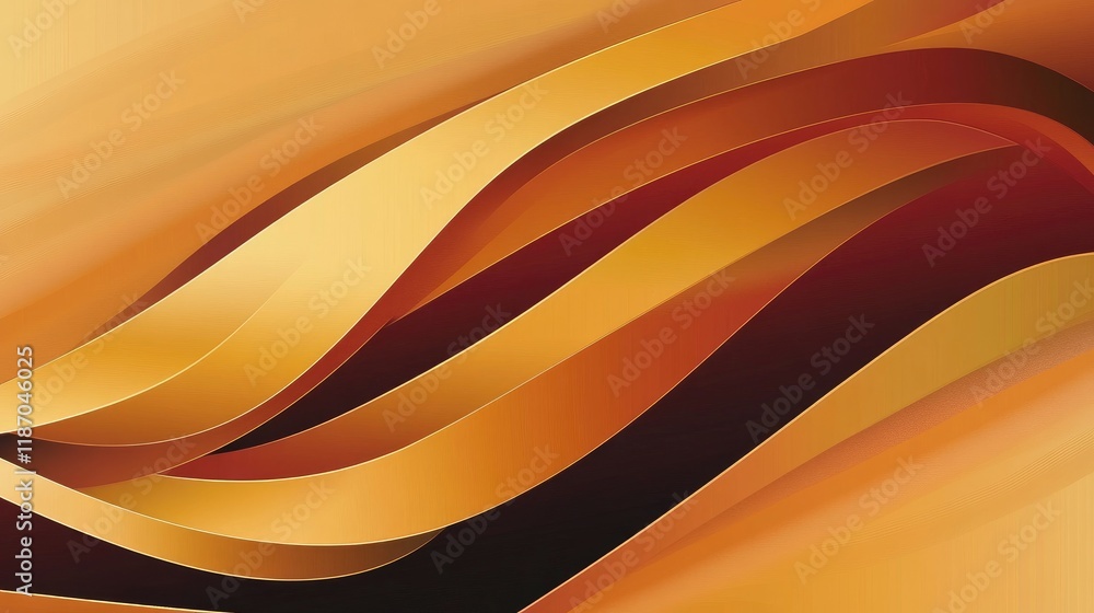 Poster elegant warm gradient waves with flowing curves in shades of gold and amber for background design an