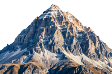 Majestic snowcapped mountain peak sunlight illuminating rocky slopes awe inspiring natural beauty