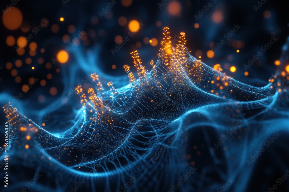 Leinwandbilder Detailed 3D visualization showcasing the complex structure of a virus with capsid, spikes, and glowing molecular features. Generative AI