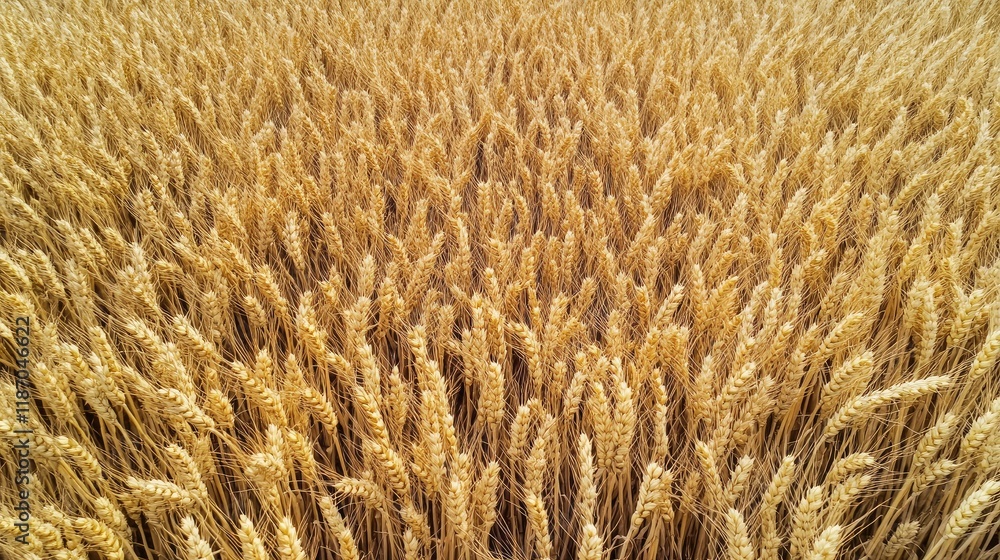 Poster aerial view of golden wheat field ready for harvest showcasing agricultural abundance with ample spa
