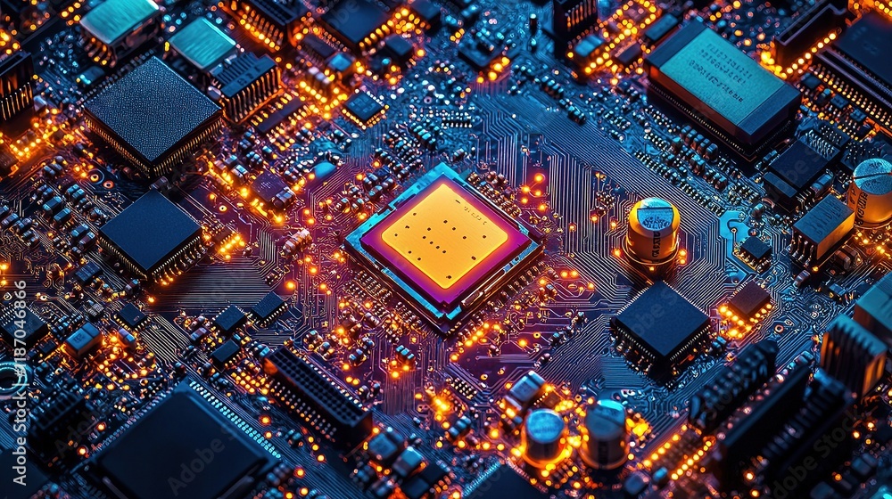 Poster abstract futuristic technology background with circuit board design