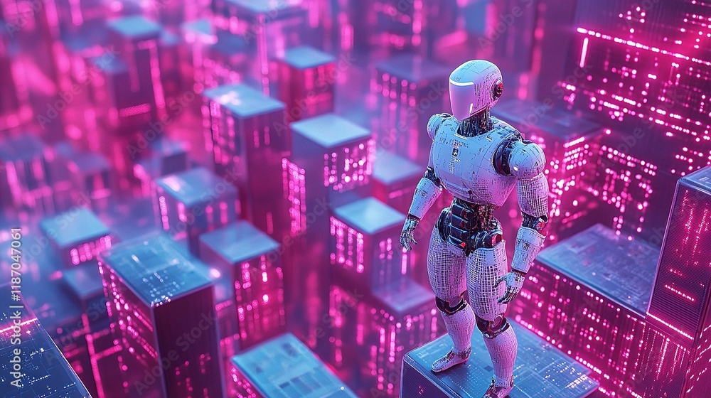 Aufkleber futuristic 3d rendering of artificial intelligence research environment