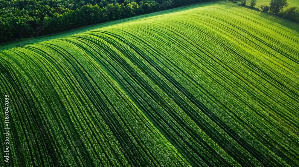 Poster aerial view of lush green farmland showcasing rolling fields and ample copyspace for creative text i