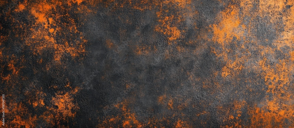 Poster abstract dark gray and orange textured cement background with ample copyspace for creative text or d