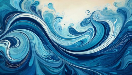 marbled blue abstract wave heritage in ocean style artwork instance with copyspace