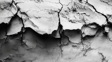 Obraz premium Cracked Earth Texture Revealing Layers in Monochrome with Abstract Patterns and Details