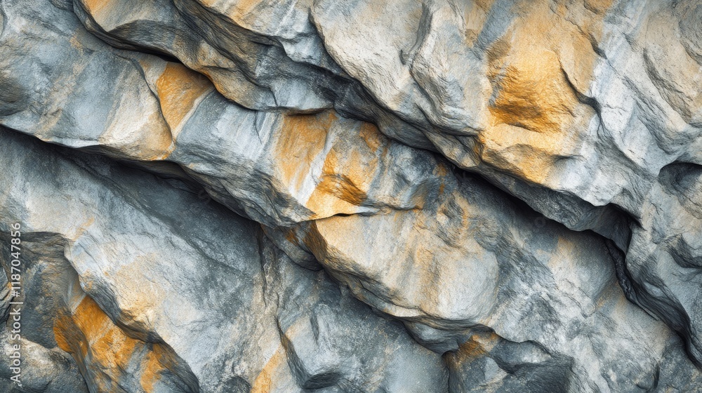 Aufkleber textured mountain rock formation with intricate patterns and hues for abstract backgrounds or natura