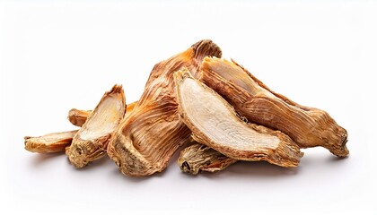 dried galangal root isolated on white background