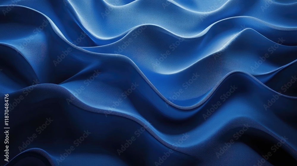 Poster dynamic flowing dark blue fabric texture ideal for background design elements