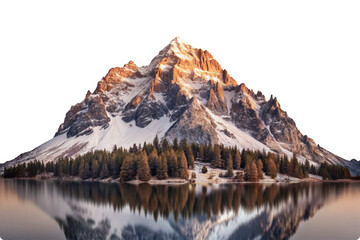 Majestic snowcapped mountain reflected in a tranquil lake serene winter landscape peaceful nature scene