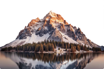 Majestic snowcapped mountain reflected in a tranquil lake serene winter landscape peaceful nature scene