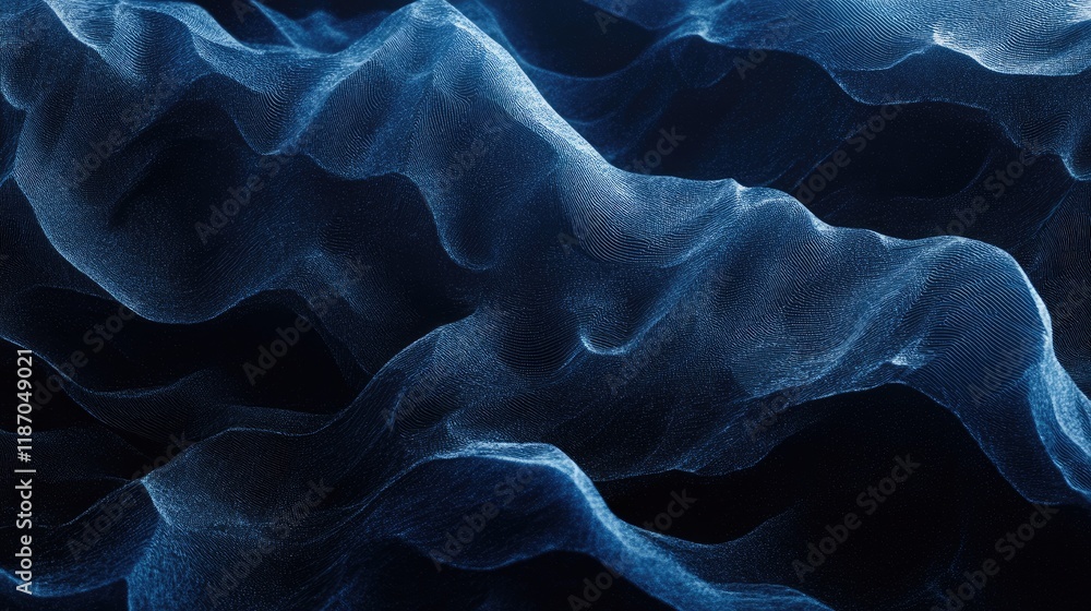 Poster elegant blue wave texture on a dark abstract background for modern design and digital art projects
