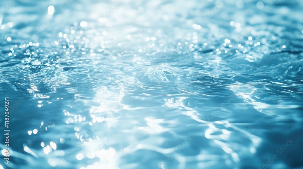 Poster calm blue water surface with ripples and bubbles reflecting light creating a serene and peaceful aqu