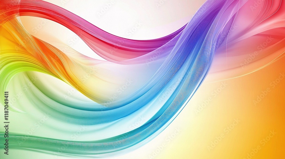 Poster abstract wave design with bright gradient colors in framed style
