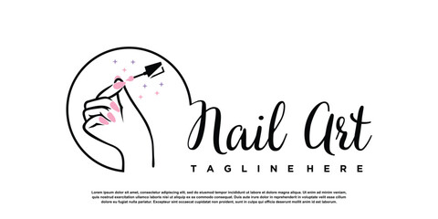 Nail logo design template with creative abstract style Premium Vector