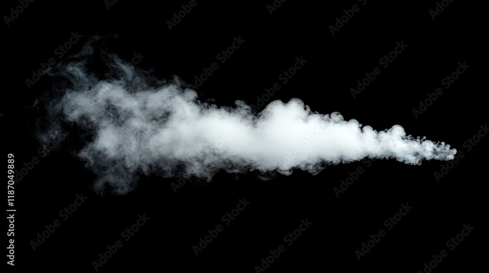 Poster steam vapor swirling on a black background creating a misty abstract texture for use in design or me