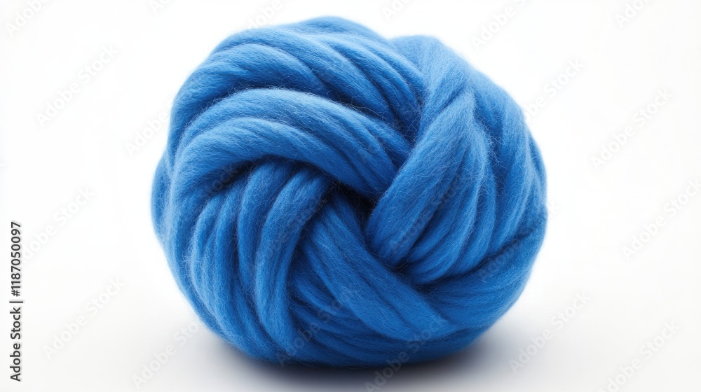 Aufkleber blue wool ball for knitting displayed on a clean white background highlighting its texture and vibra